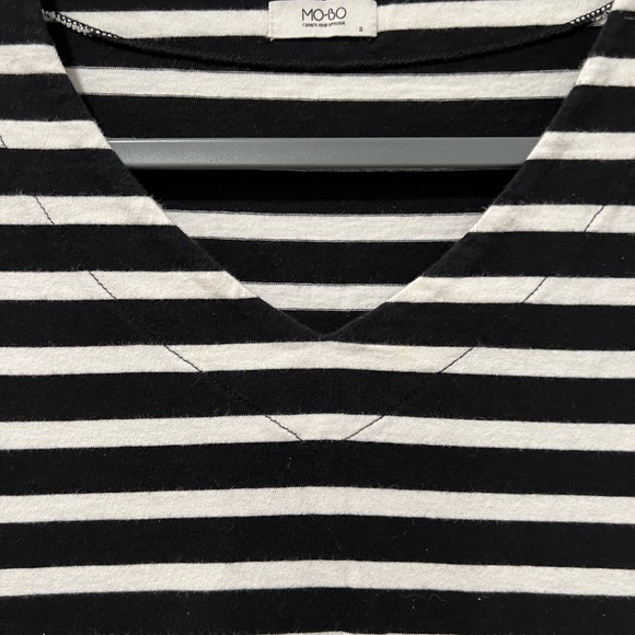 Mo/Bo Comfy&Stylish Women Small Navy Striped Sheath Dress Cap Sleeve 100% Cotton - Picture 3 of 10